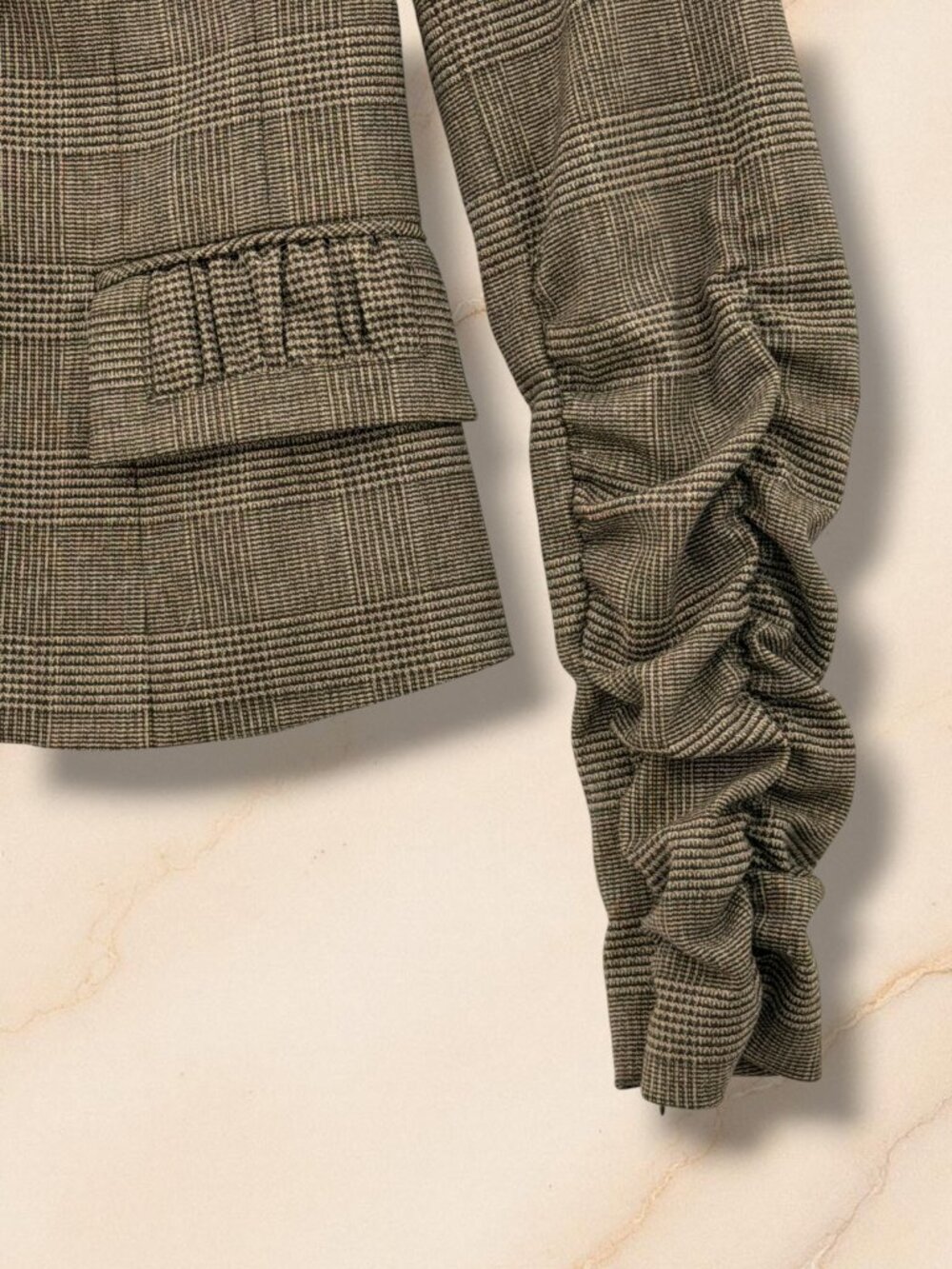 Nanette Lepore Brown Tweed Ruched Silk-Lined‎ Blazer 2 - Picture 5 of 6